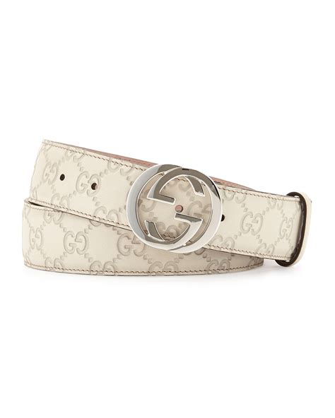 leather gucci belt white|gucci guccissima belt.